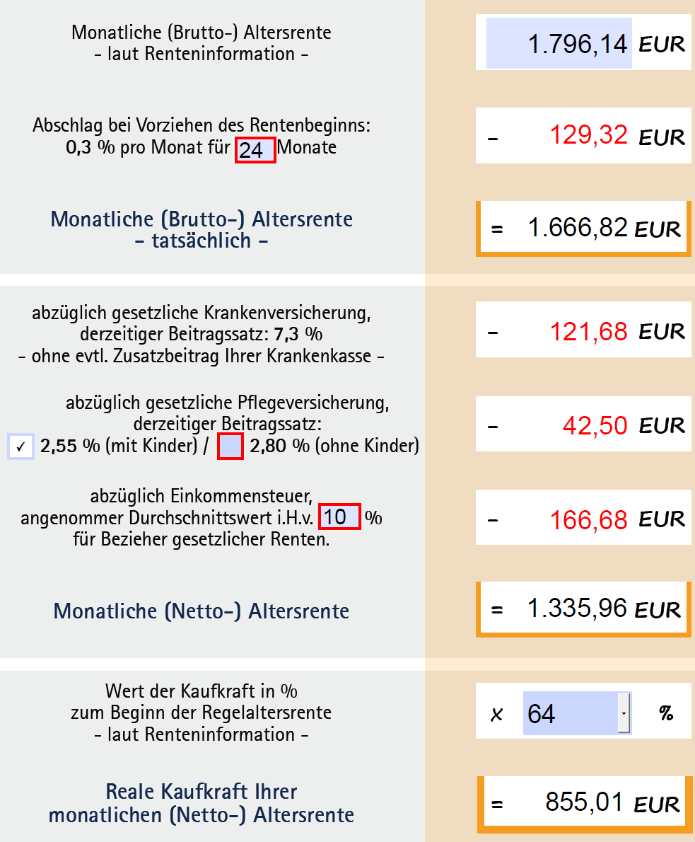 Beispiel Nettorente 10 Steuer